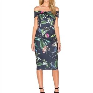 Keepsake Sweetest Thing Navy Floral Midi Dress XS